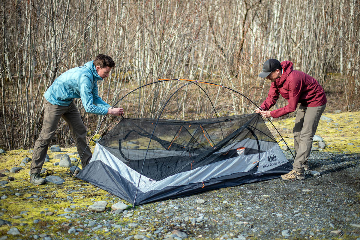REI Co-op Half Dome SL 2 Plus tent (connecting tent body to poles)